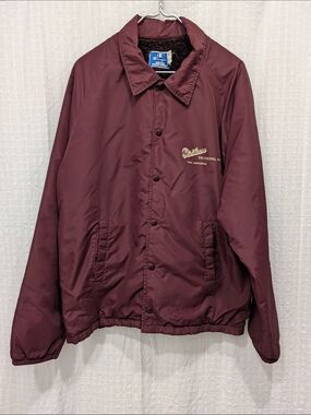 Vintage 80s Champion Stidham Trucking Inc Coaches Jacket XL Burgundy Made in USA